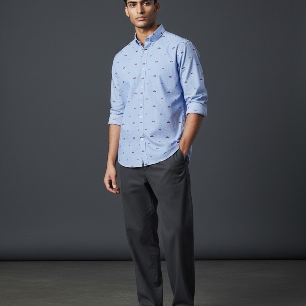 Original Penguin Blue Shirt with Red Car Design